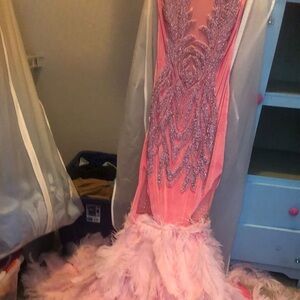 Pink custom prom dress
